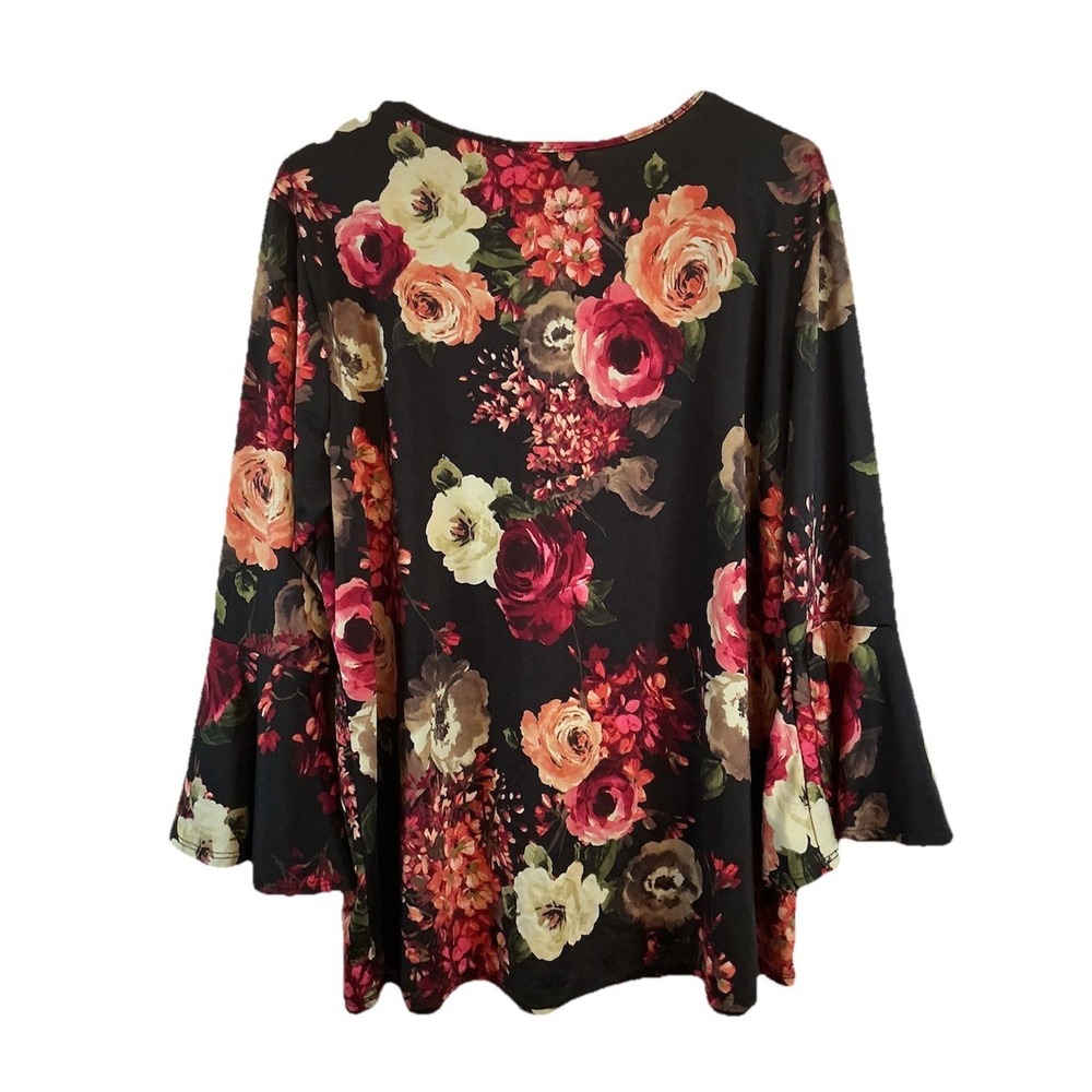 Misia Blouse Size 1X Multicolor Floral Boho Sleeve Stretch Women 1X Top Shirt - Picture 3 of 6